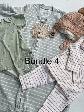Carter's Neutral Stripe & Sage Green Baby One-Piece Bundle